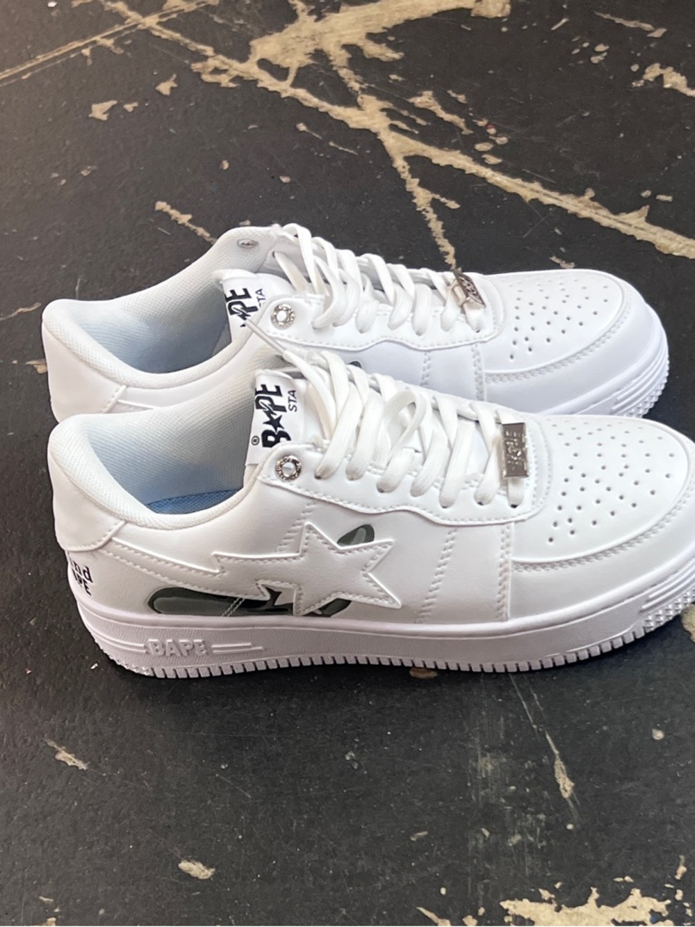 Mastermind JAPAN x A Bathing Ape Bape Sta M1 White Leather Sneakers - Picture 4 of 6